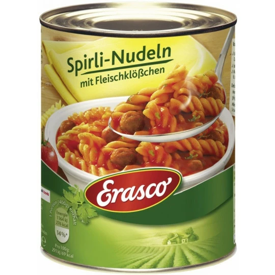 Erasco Spirli-Nudeln Mit Fleischklößchen 800G